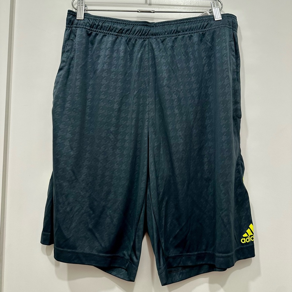 adidas Men’s Black Athletic Shorts with Neon Yellow Logo